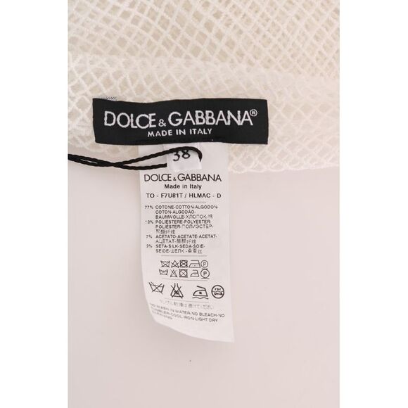 Dolce & Gabbana Mesh Sleeveless Top Round Neck Women White Tops & T-Shirts - Picture 6 of 6